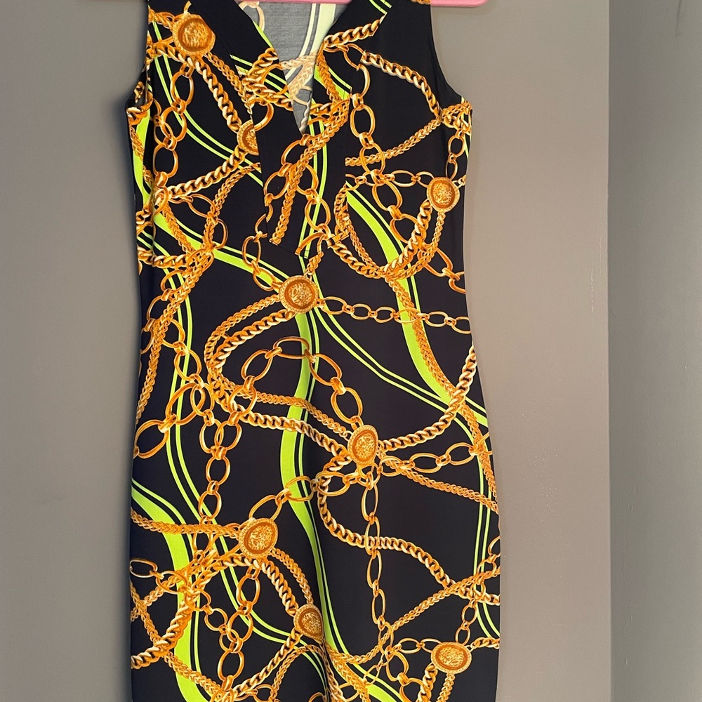 Chain Print Sleeveless Dress